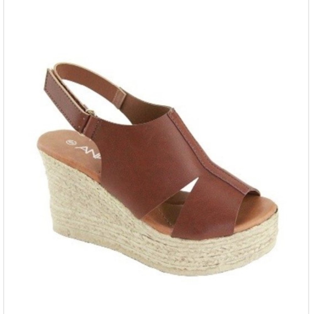 Sling Back Wedges Espadrilles in Brown